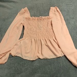 Boohoo pink ruffle top